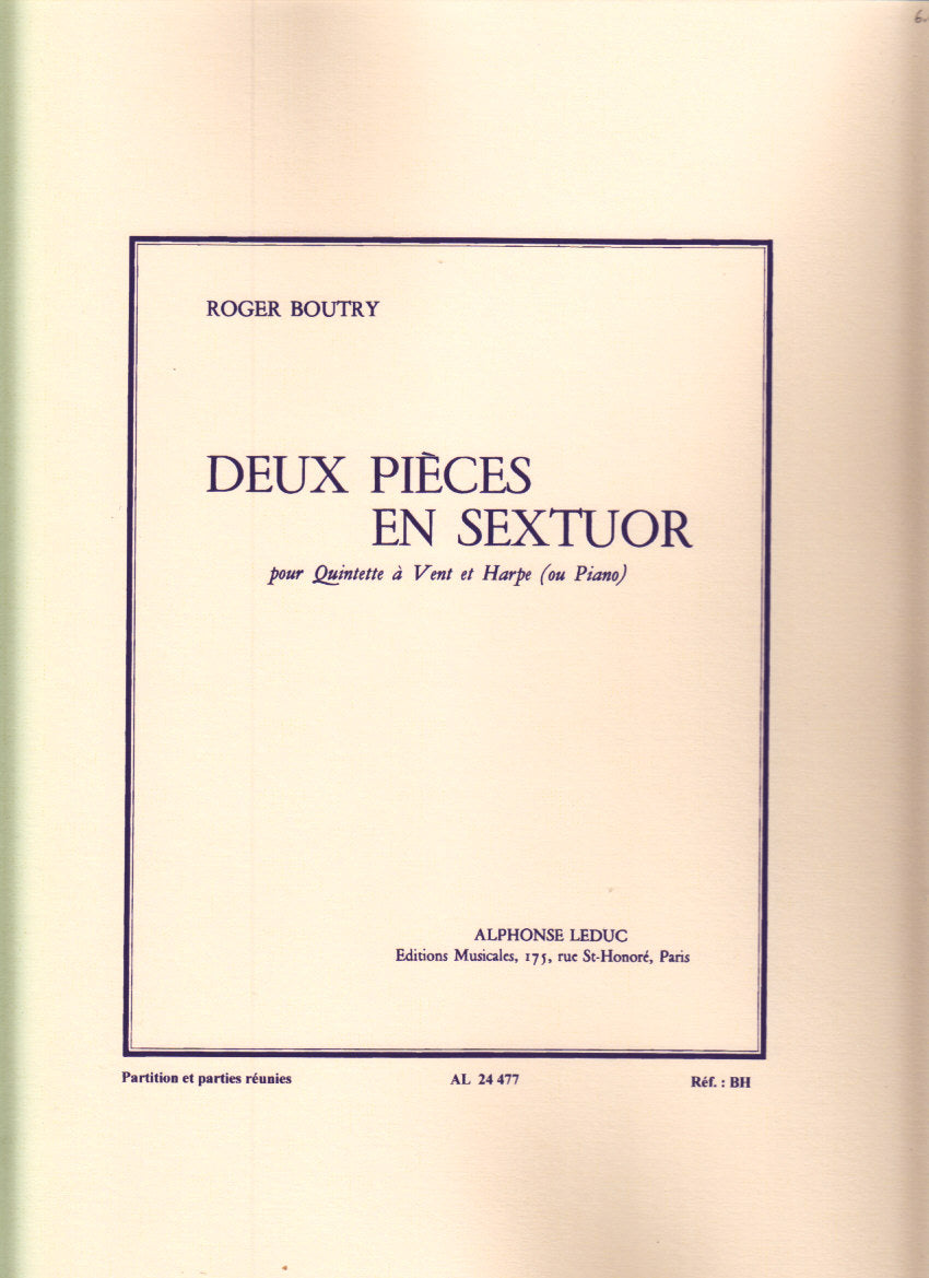 Boutry, 2 Pieces en sextuor (Wind Parts) (Leduc)