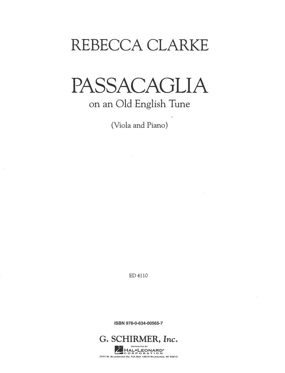 Clarke,R., Passacaglia on an Old English (G.Schirmer)