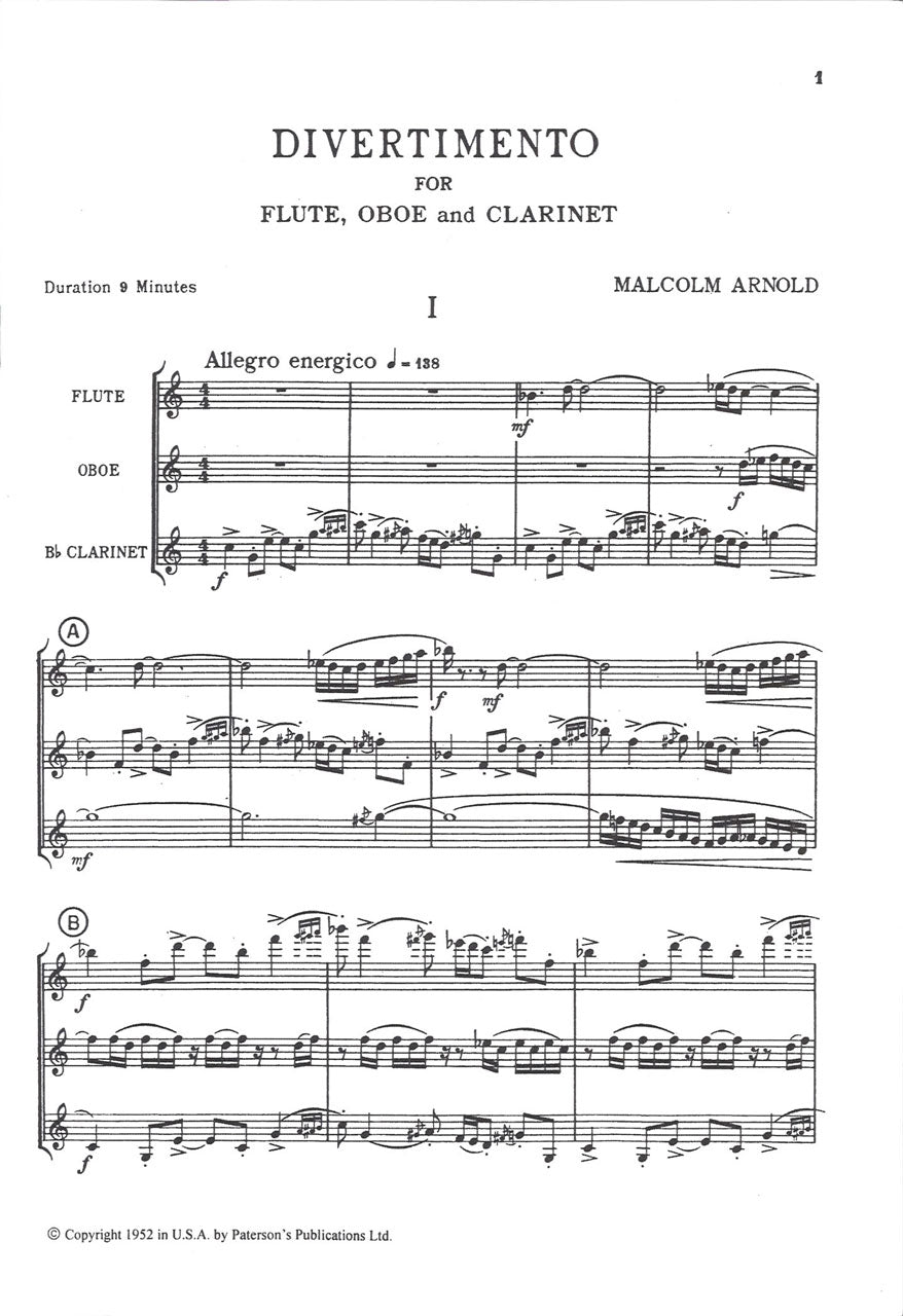 Arnold, Divertimento op. 37 (Score) (Paterson's)