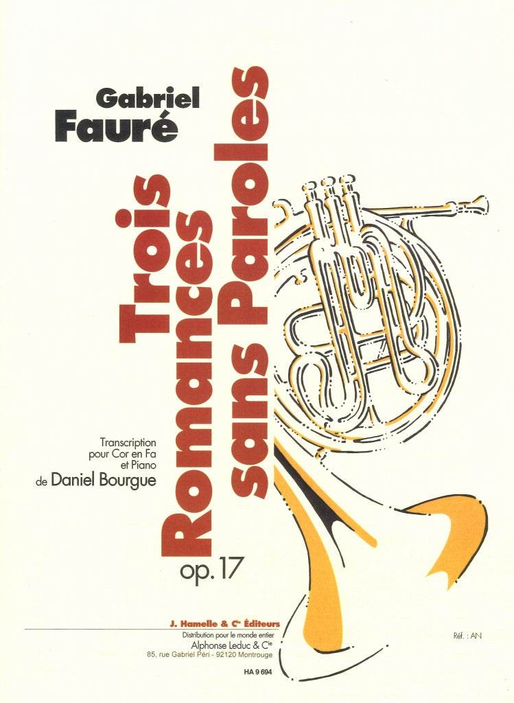 Faure, 3 Romances sans Paroles op.17 (Hamelle)