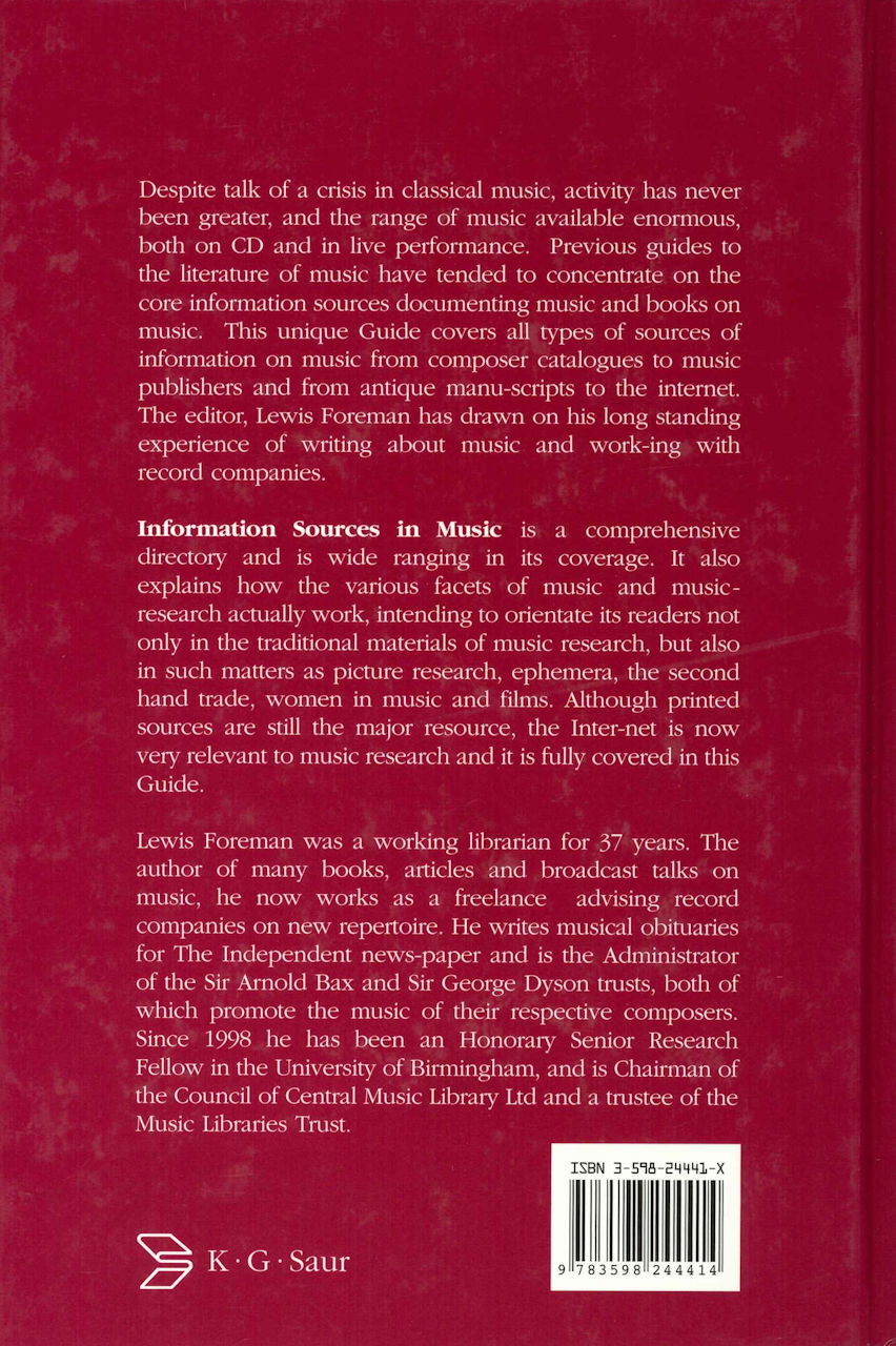 Foreman, Information Sources in Music (K.G.Saur)