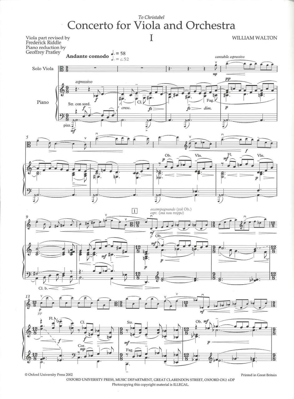 Walton, Concerto for Viola (Va,Pf)(Rev.) (Oxford University Press)