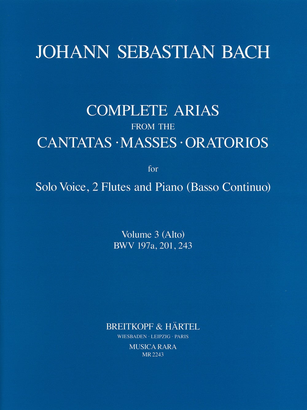 Bach, Complete Arias for Solo,2Fl,Bc 3 (Musica Rara)