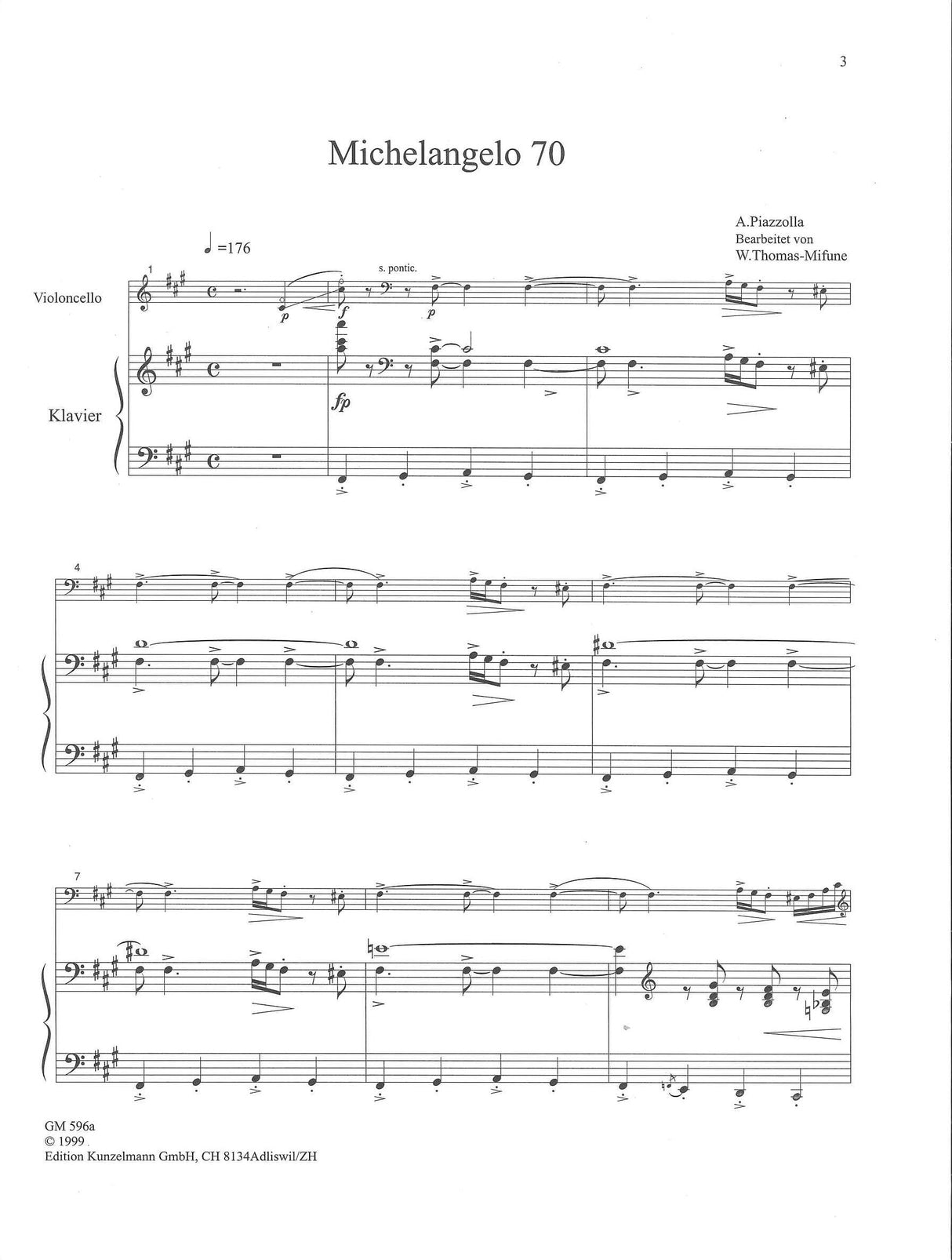 Piazzolla, 3 Tangos (Vc,Pf) (T.-Mifune) (Kunzelmann)