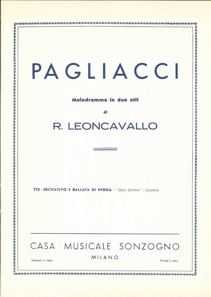 Leoncavallo, Pagliacci, Qual fiamma (Sonzogno)