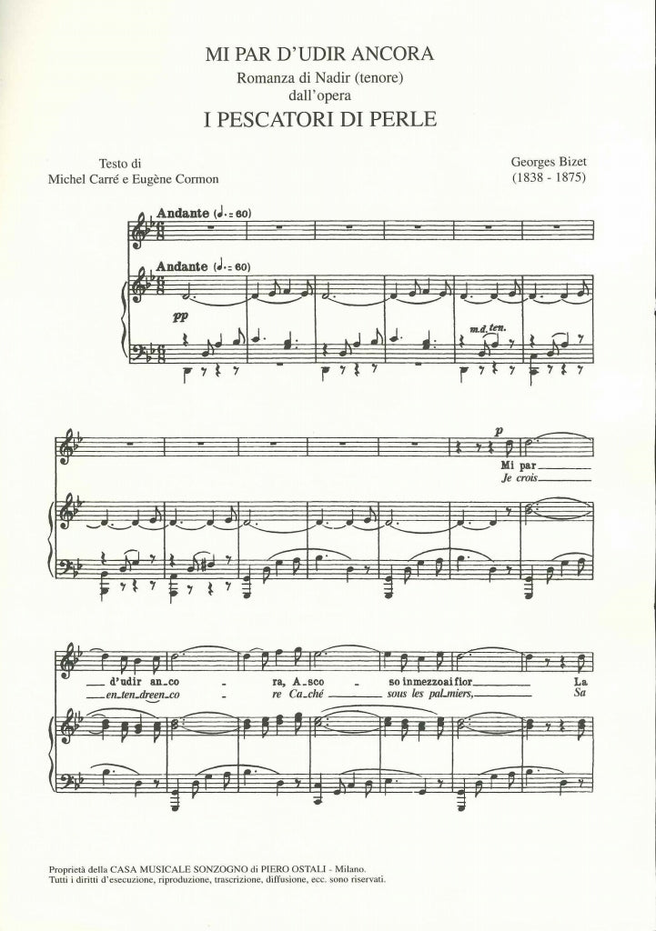 Bizet, Pescatori di perle, Mi par d'udir (Sonzogno)