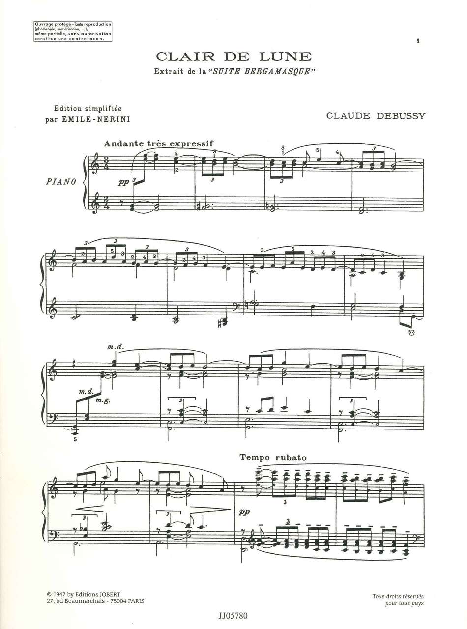 Debussy, Clair de lune (simplifiee) (Jobert)