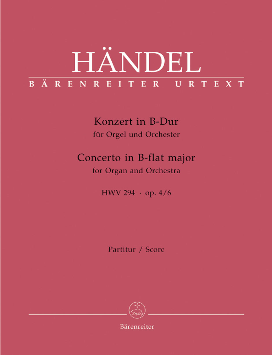Handel, Concerto op. 4/6 (Org) Score (Barenreiter)