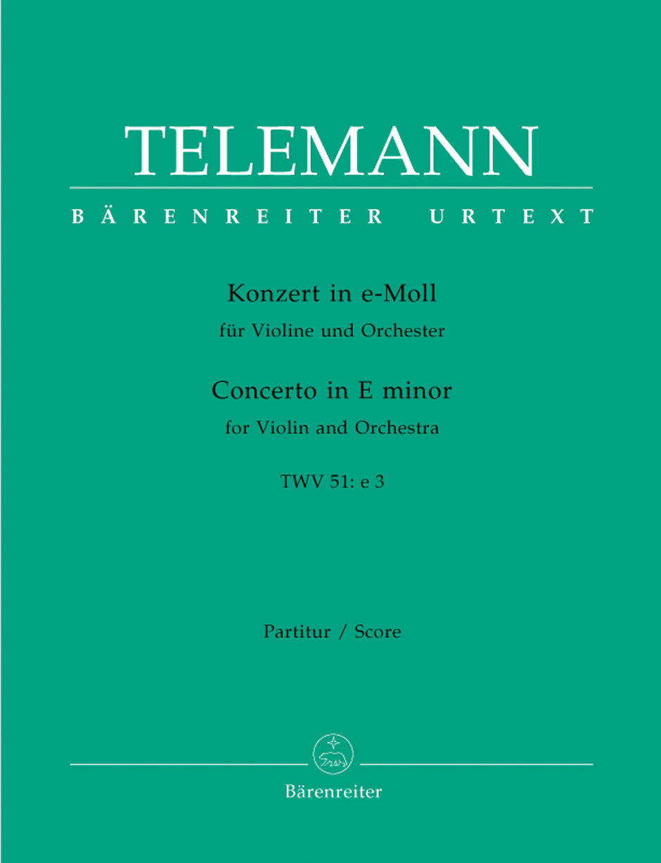 Telemann, Concerto for Violin TWV 51/e3 (Barenreiter)