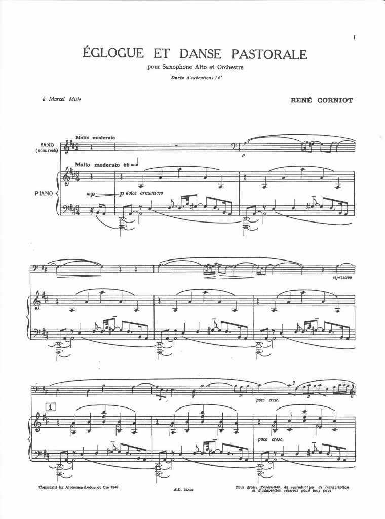 Corniot, Eglogue et Danse pastorale (Leduc)