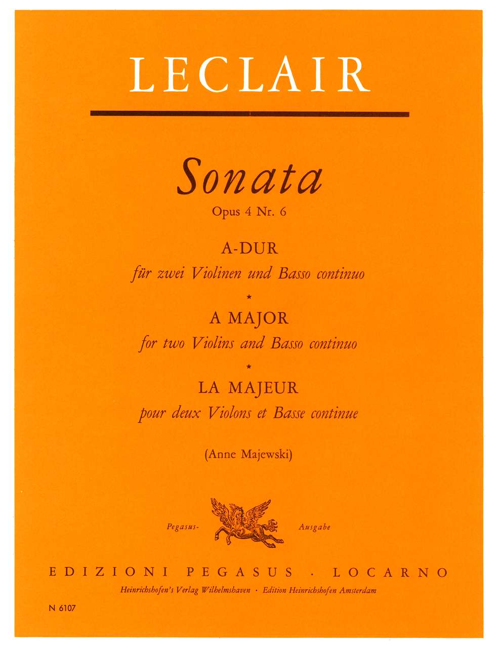 Leclair, Sonata op. 4/6 in A (2Vn,Bc) (Pegasus/Heinrichshofen)