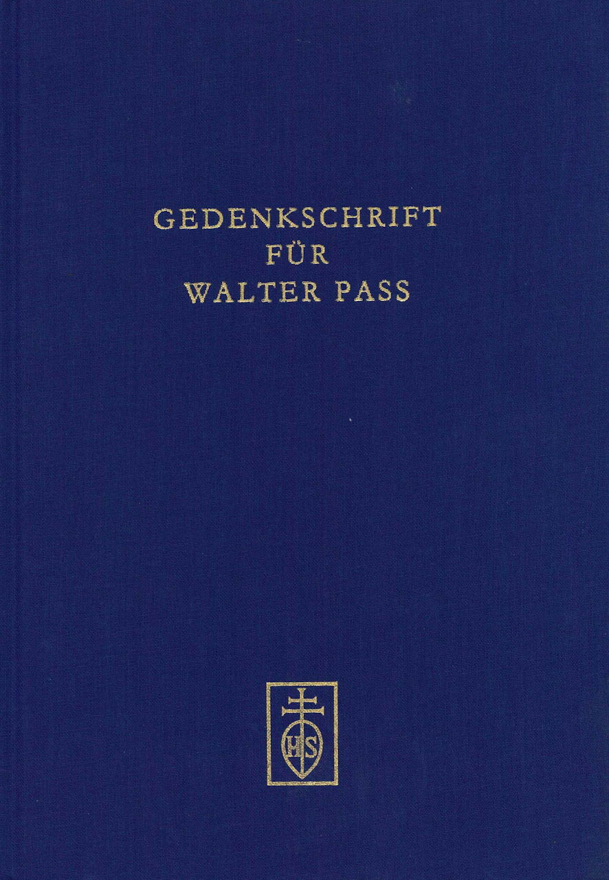 Czernin, Gedenkschrift fur Walter Pass (Hans Schneider)