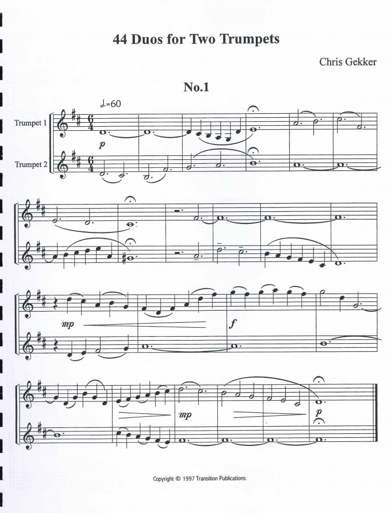 Gekker, Gekker Duets: 44 Duos for Trp (C.Colin)