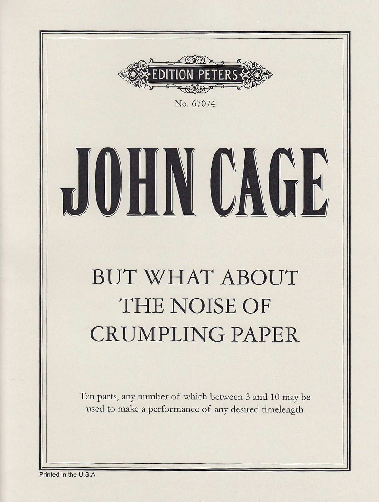 Cage, But what about the noise of crumpl (Peters)