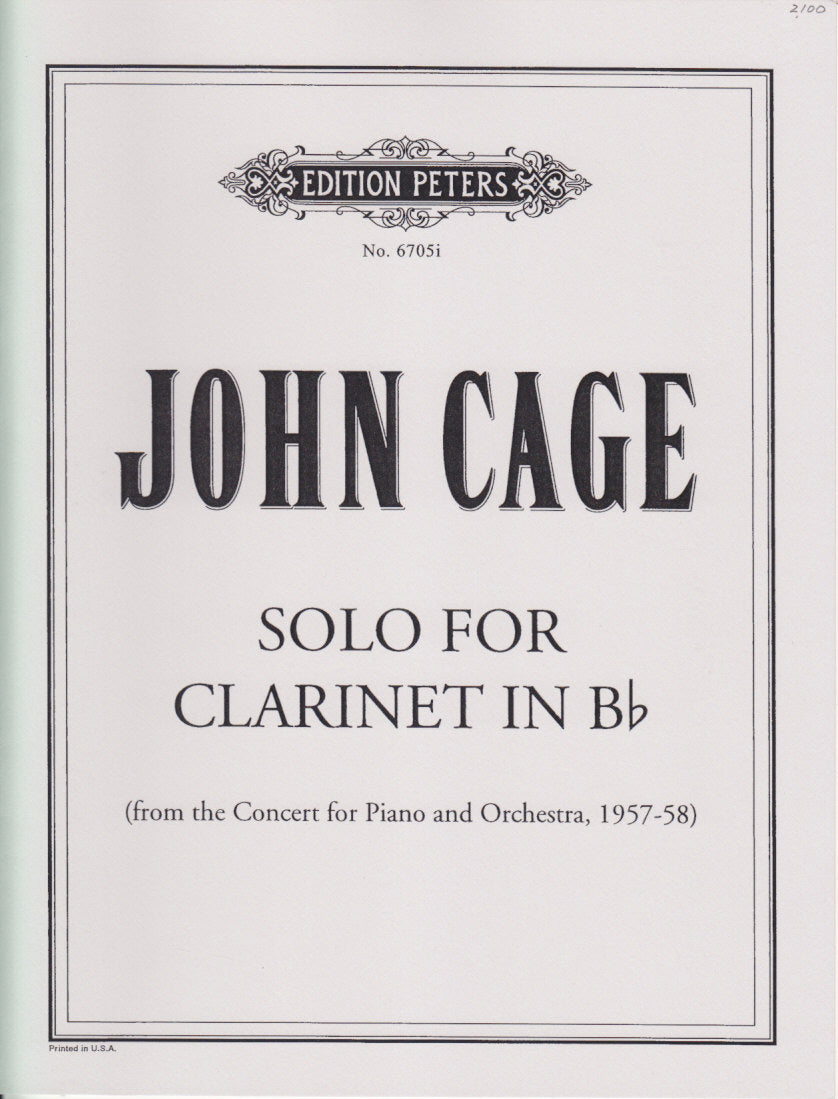 Cage, Solo for Clarinet in Bb (Peters)