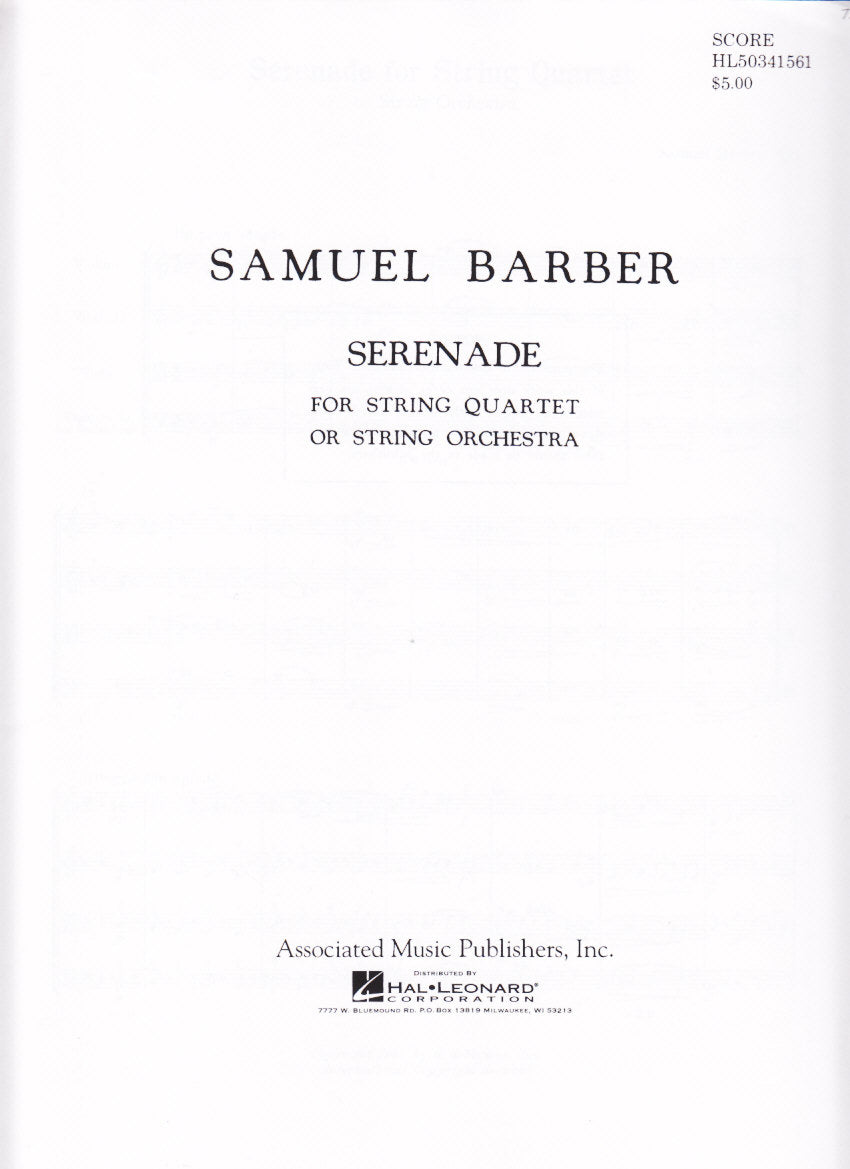 Barber, Serenade op. 1 (Score) (G.Schirmer)