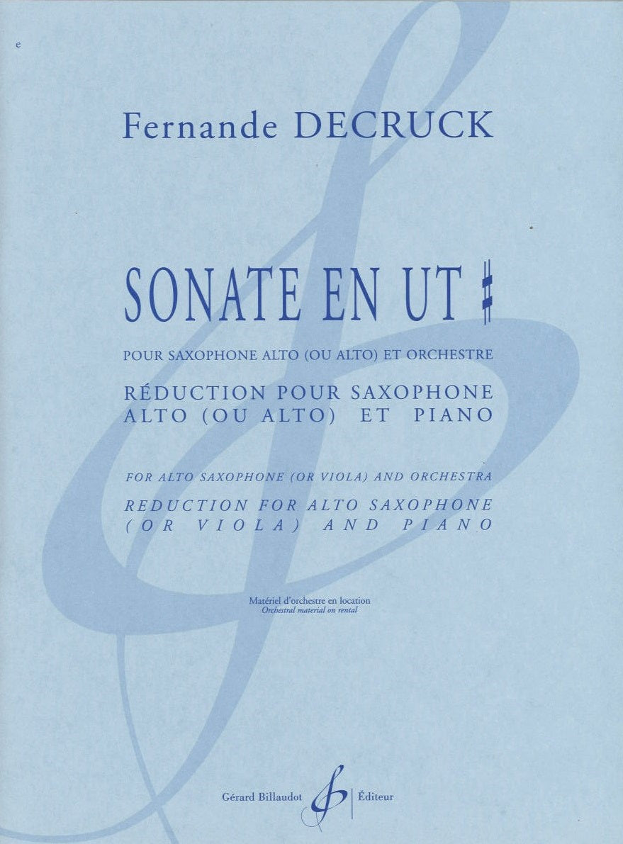 Decruck, Sonate en ut# (ASax/Va,Pf) (Billaudot)