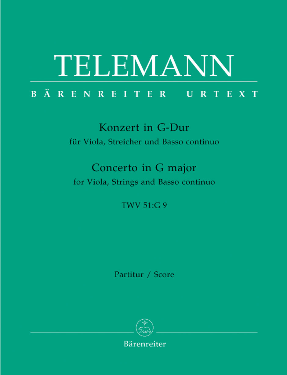 Telemann, Concerto for Viola in G (Score (Barenreiter)