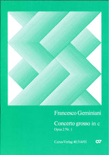 Geminiani, Concerto op. 2/1 in c Score (Carus)
