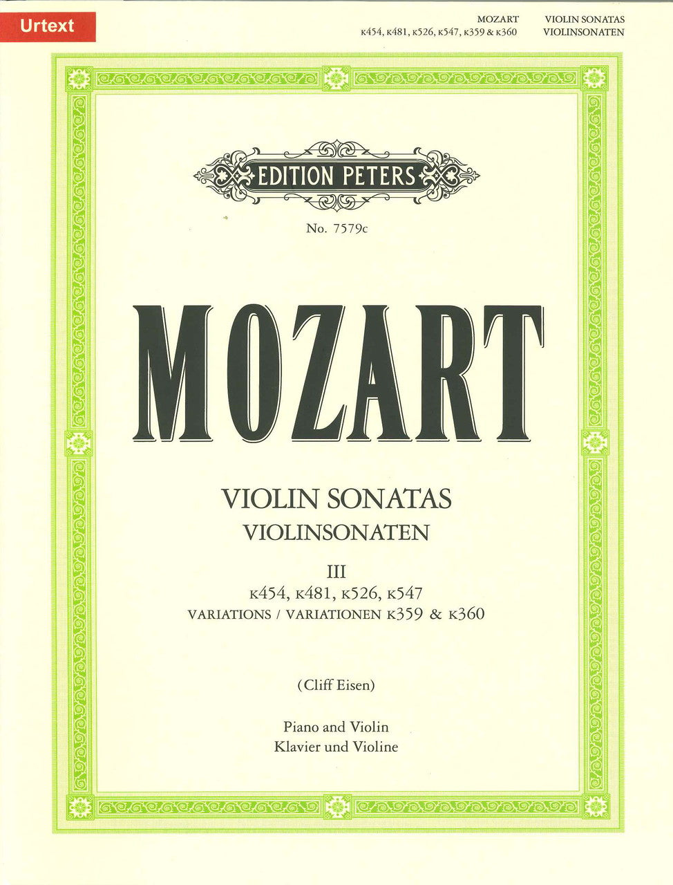 Mozart, Sonatas 3: KV 454-547 (Eisen) (Peters)