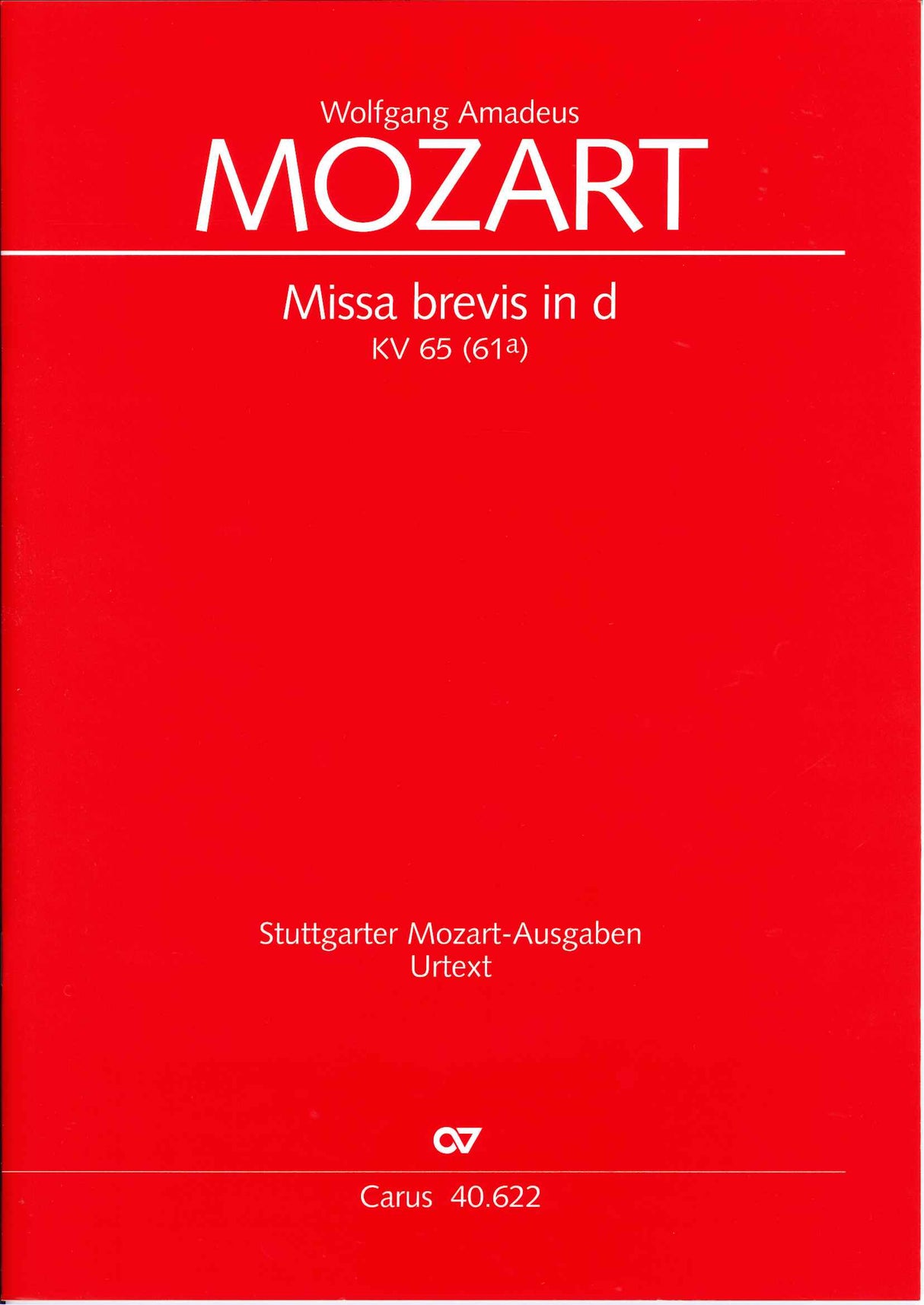 Mozart, Missa brevis KV 65 Full Score (Carus)
