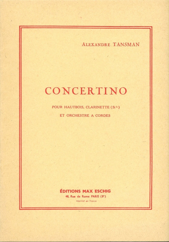 Tansman, Concertino (Ob,Cl,Str) (Eschig)