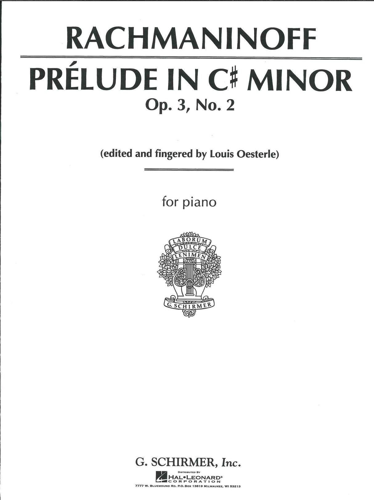 Rachmaninoff, Prelude op. 3/2 in c# min. (G.Schirmer)