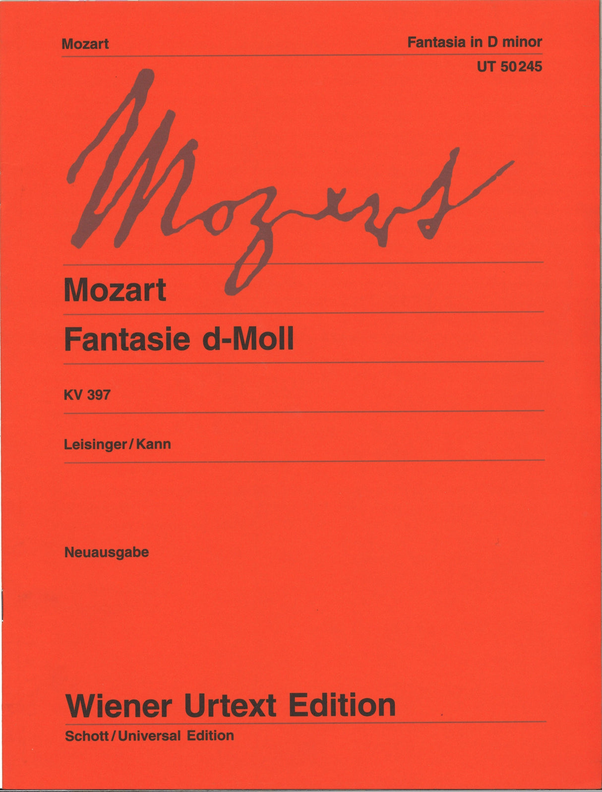 Mozart, Fantasie KV 397(385g) in d (Wiener Urtext Edition)