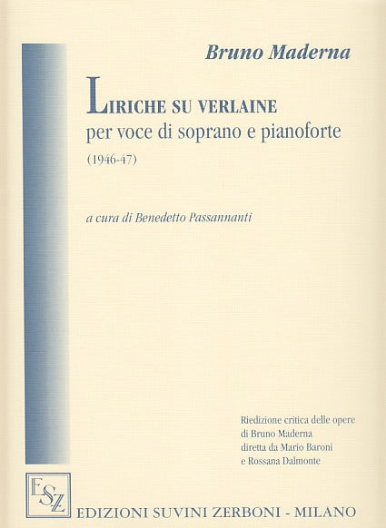 Maderna, Liriche su Verlaine (Sop,Pf) (Suvini Zerboni)