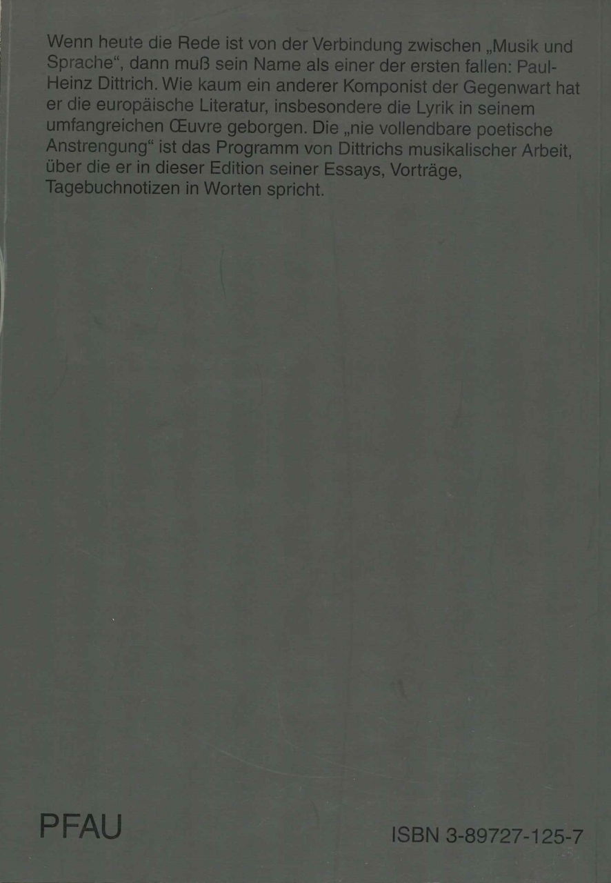 Dittrich, Nie Vollendbare Poetische (Pfau)