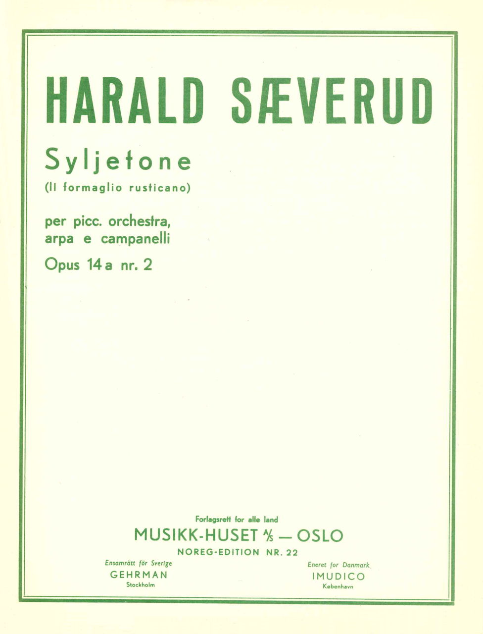 Saeverud, Syljetone op. 14a/2 (Orch) (Musikk-Huset)