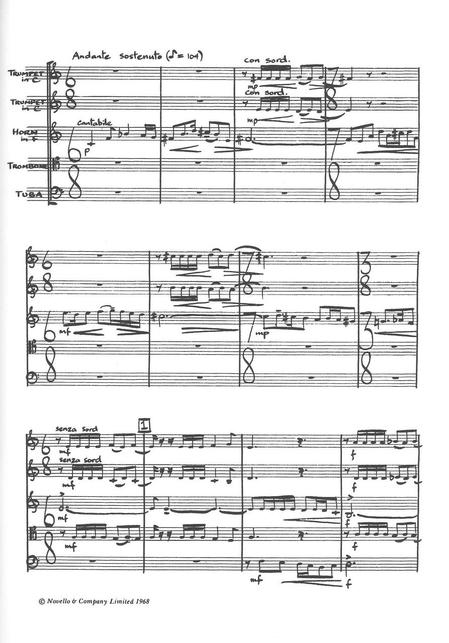 Gregson, Quintet for Brass (Score) (Novello)