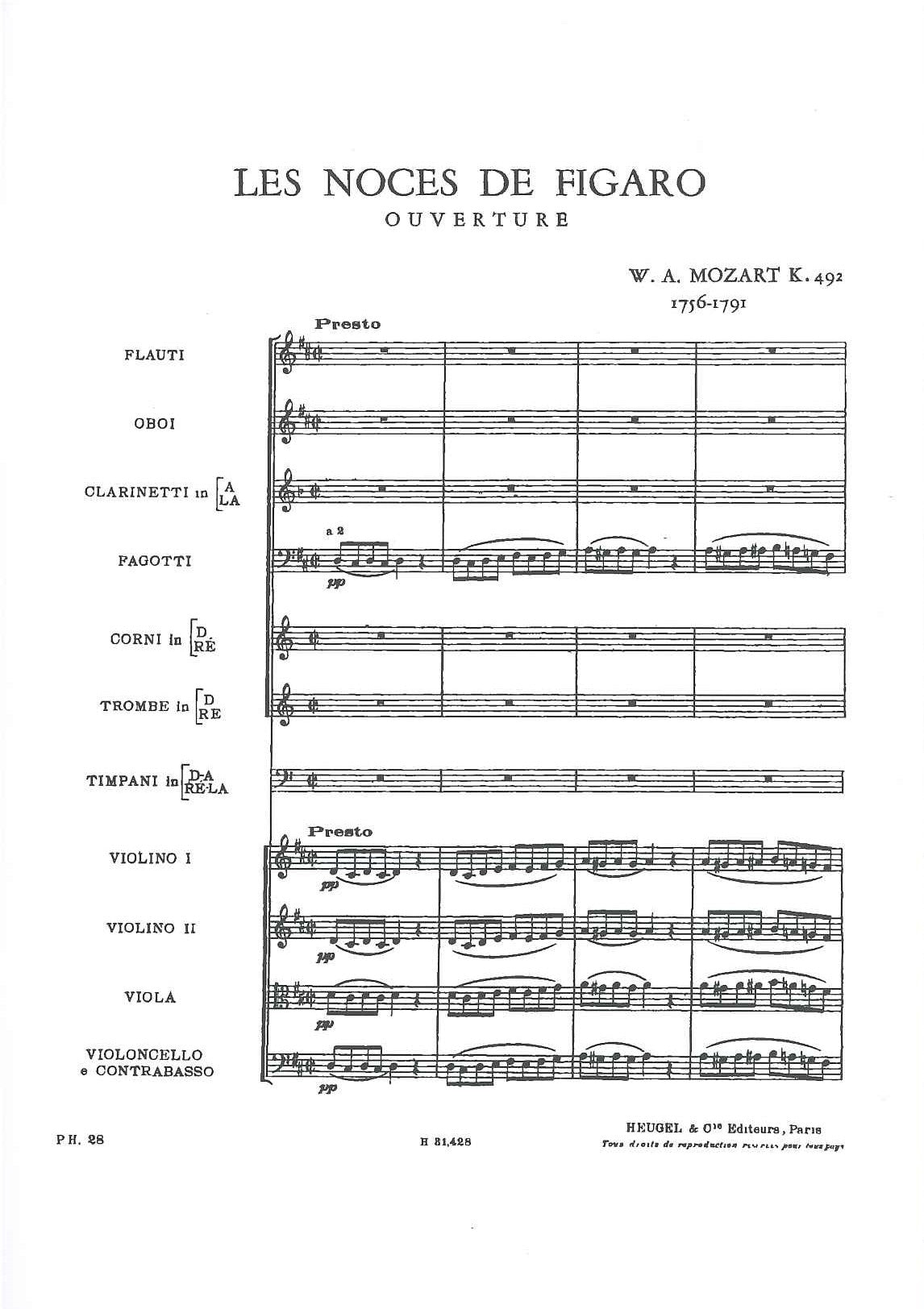 Mozart, Ov KV 492 Noces de Figaro (Heugel)