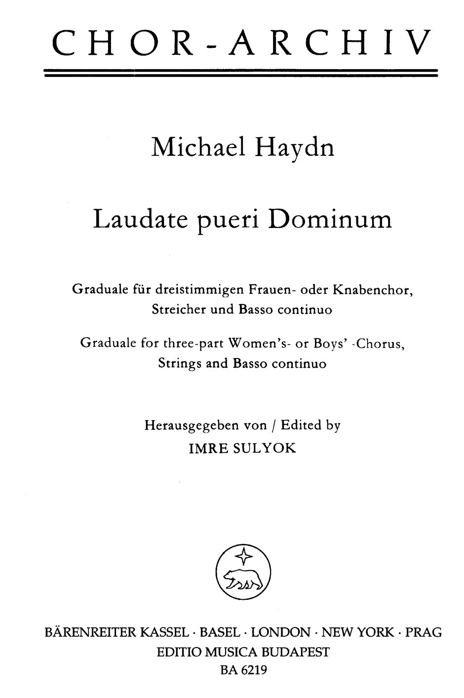 Haydn,M., Laudate pueri Dominum Partitur (Editio Musica Budapest/Barenreiter)