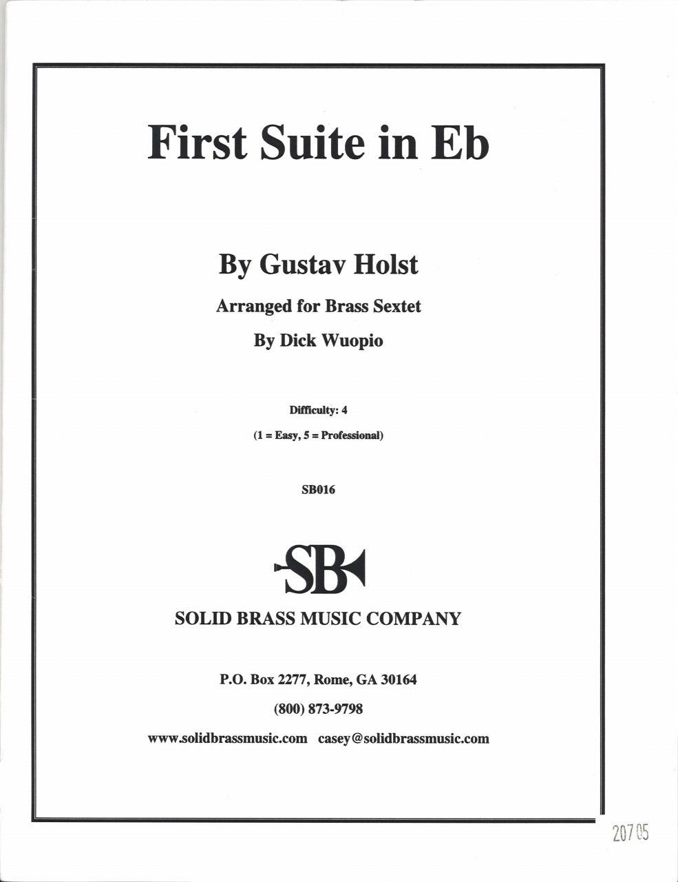 Holst, First Suite in Eb(3Trp,Hn,Tbn,Tb) (Solid Brass)