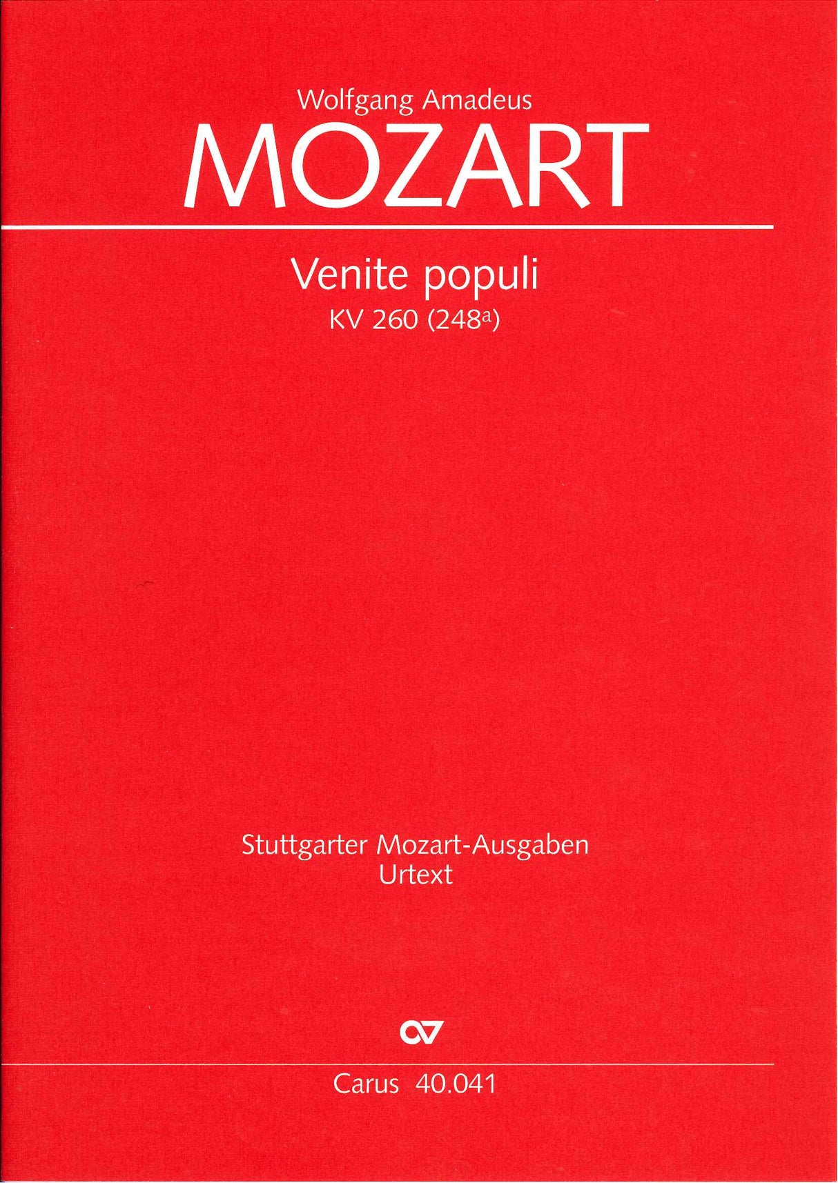 Mozart, Venite populi KV 260(248a) (Carus)