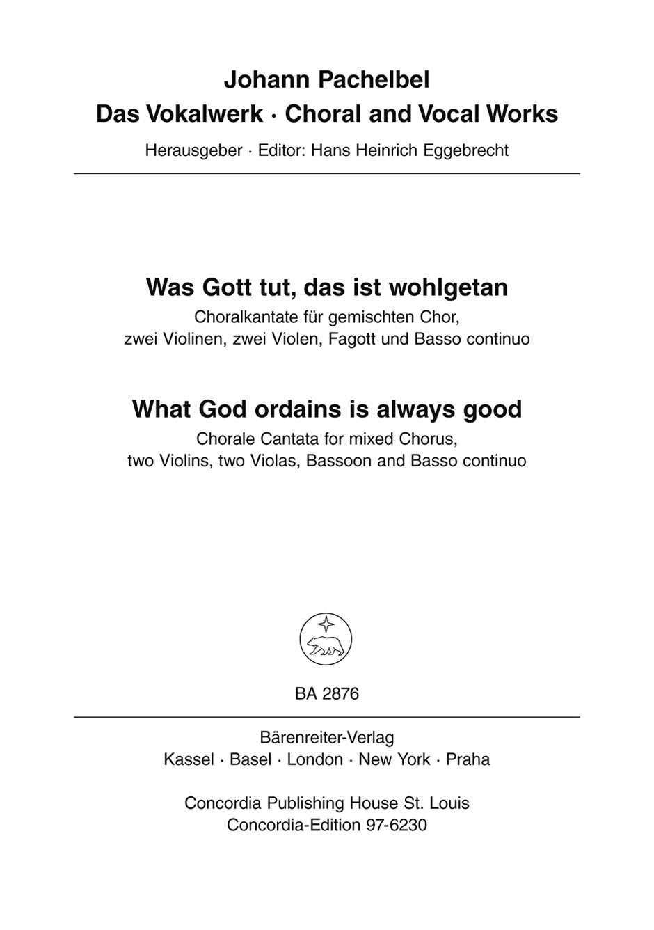Pachelbel, Was Gott tut (Partitur) (Barenreiter)