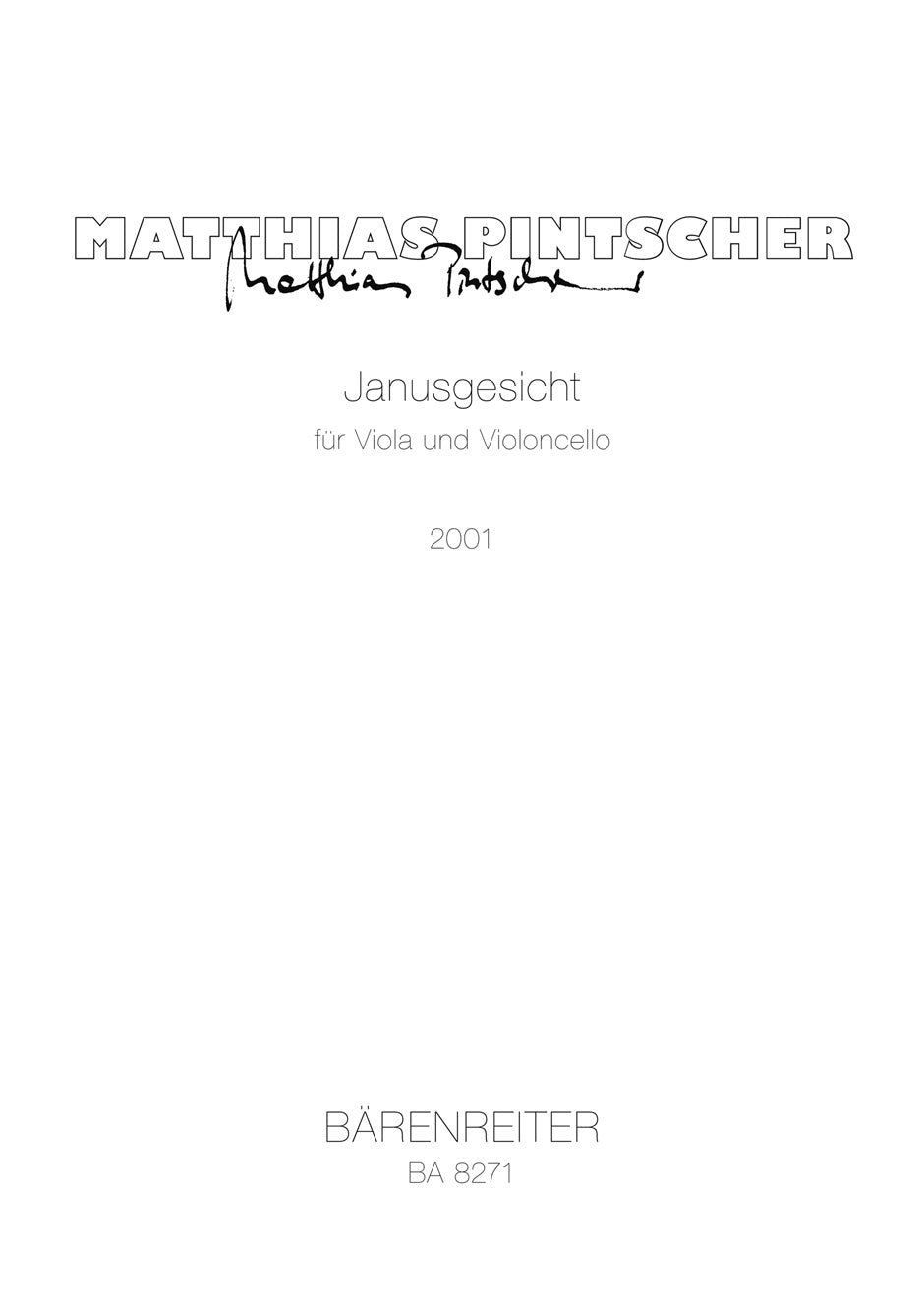 Pintscher, Janusgesicht (Va,Vc) (Barenreiter)