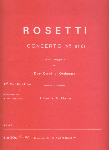 Rosetti, Concerto for 2 Horns in E C58 (Ka We/Pizka)