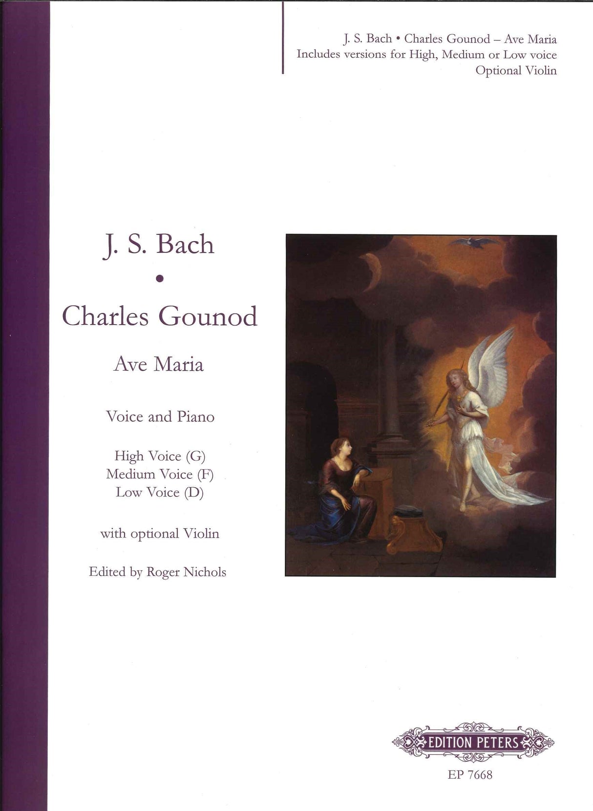Gounod, Ave Maria (Voice,Pf,[Vn]) (Peters)