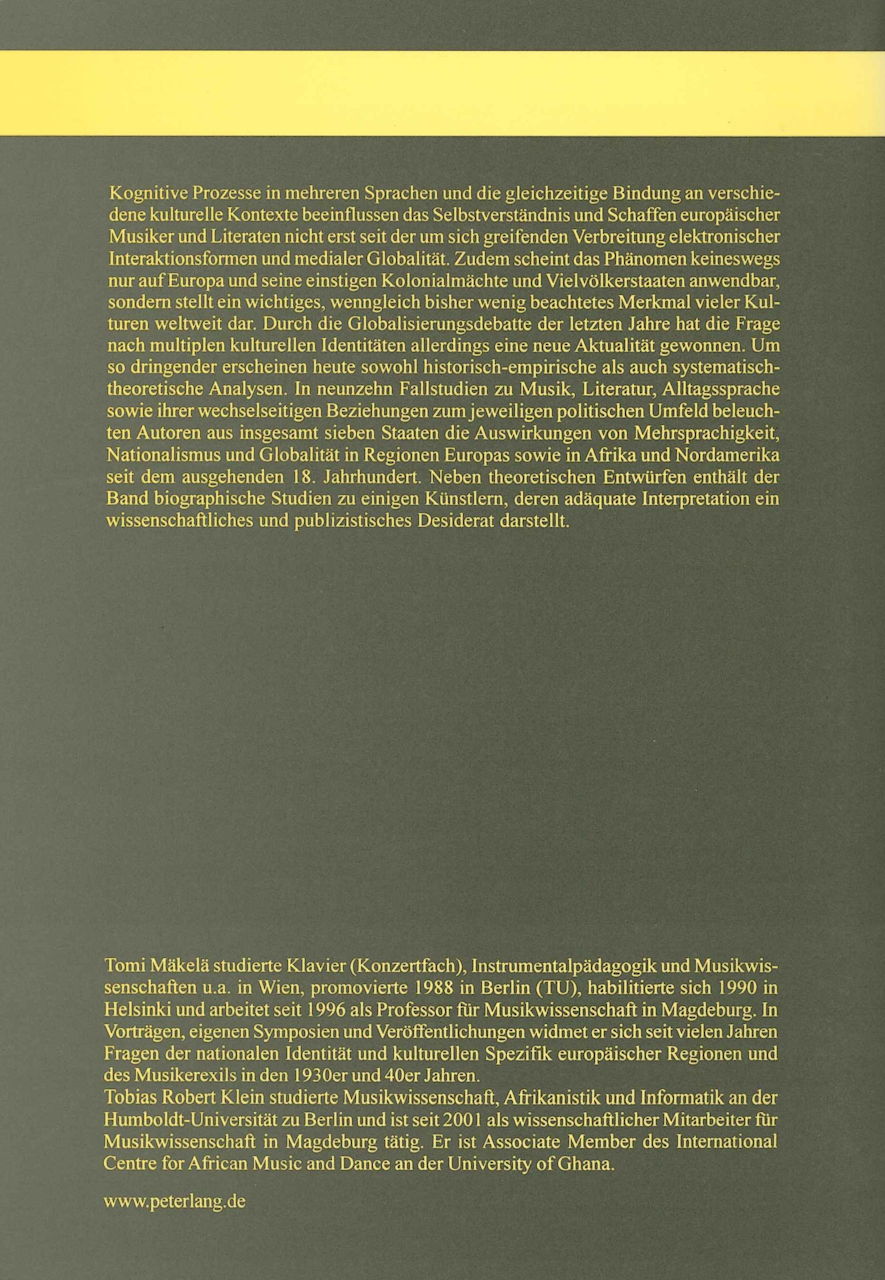 Mehrsprachigkeit und regionale Bindung (Peter Lang)
