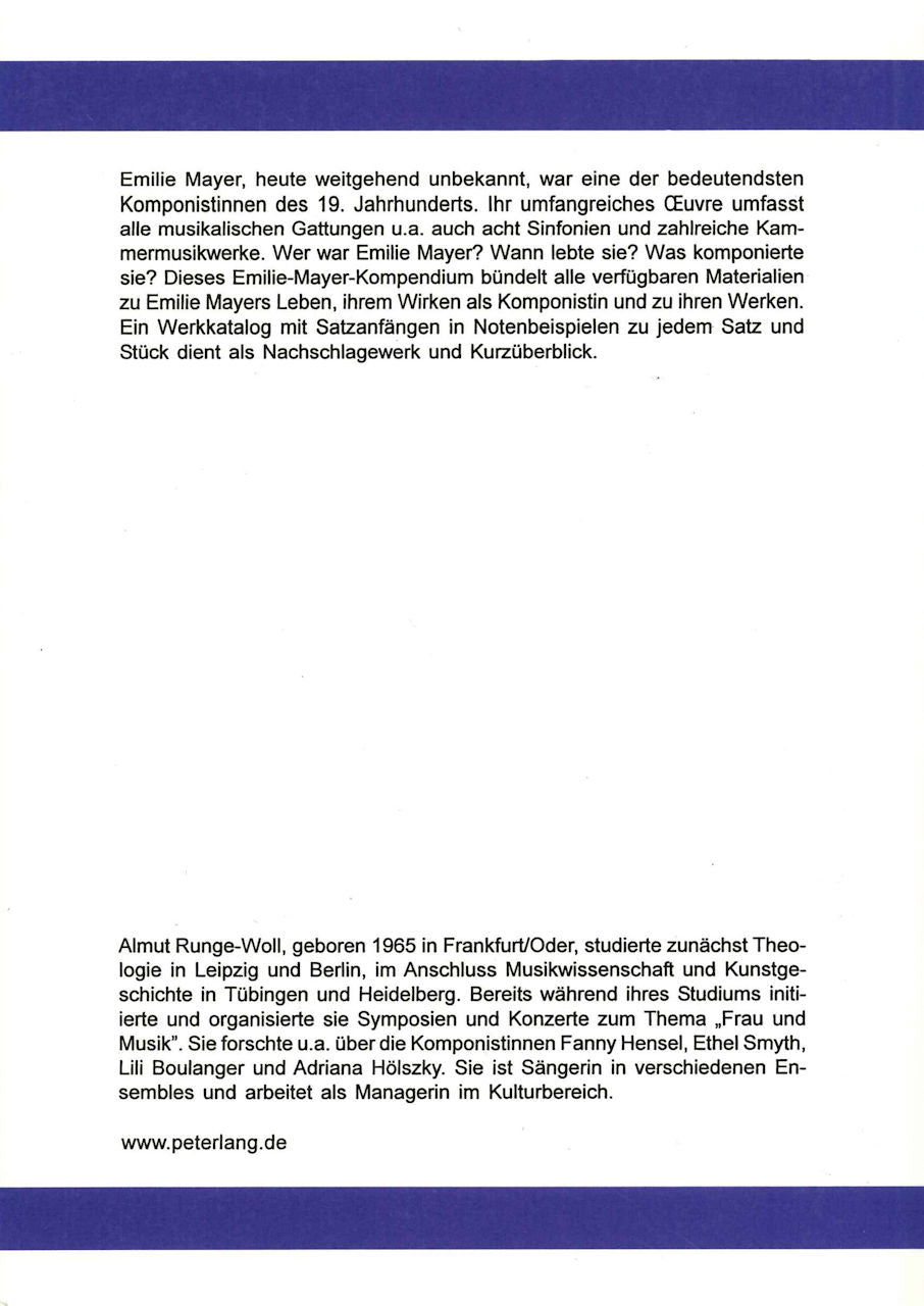 Runge-Woll, Komponistin Emilie Mayer (Peter Lang)
