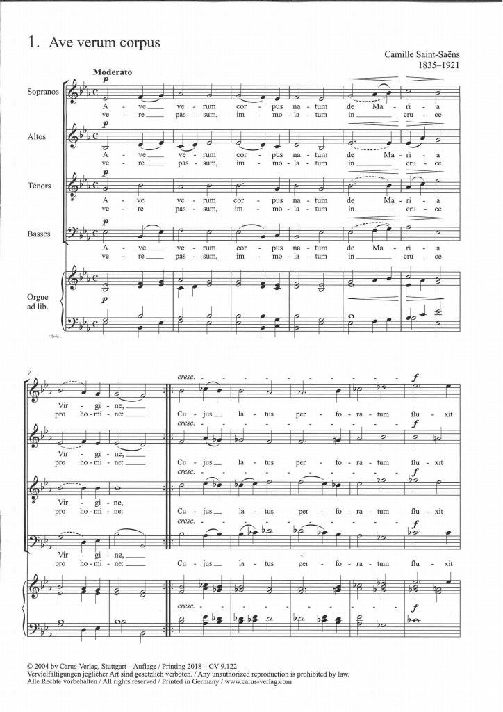 Saint-Saens, Ave verum; Tantum ergo (Carus)