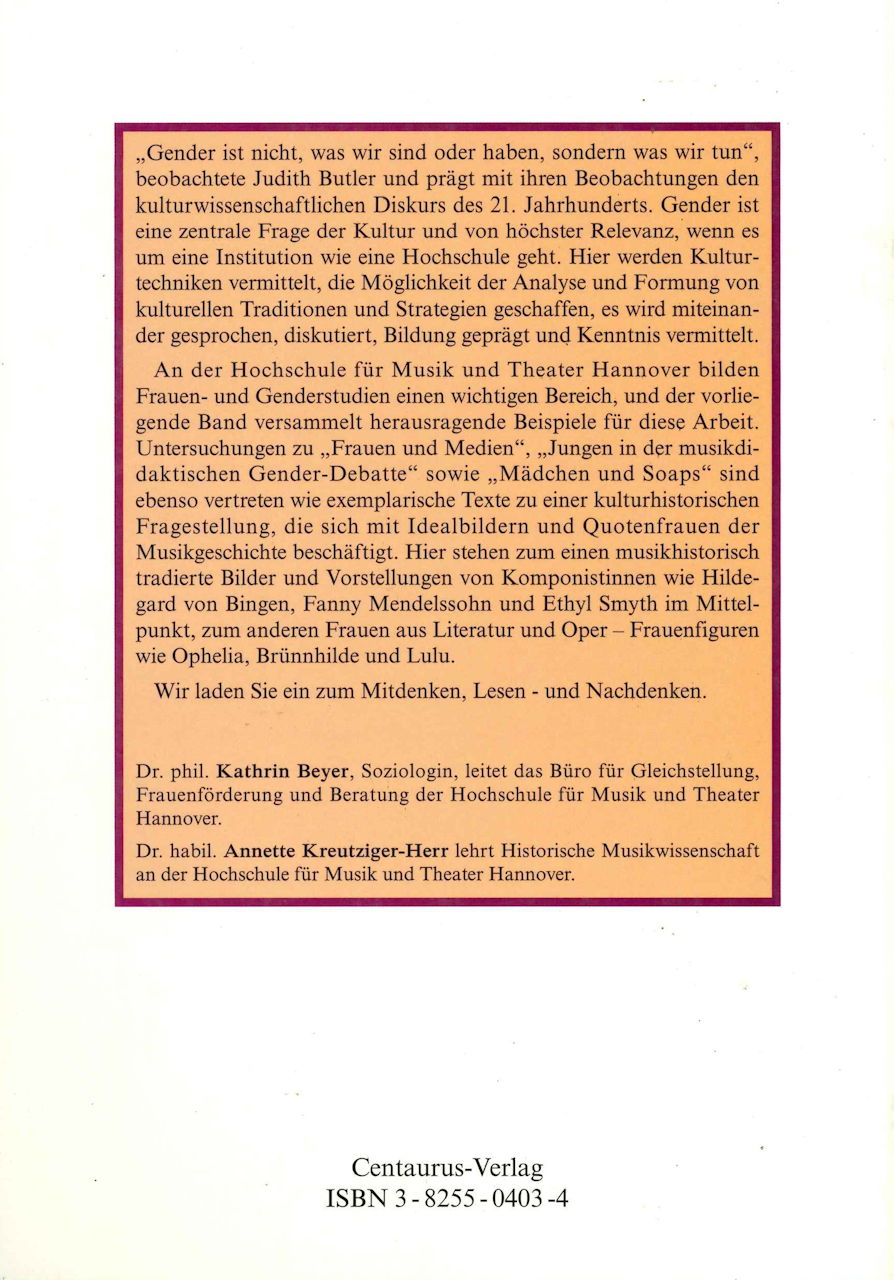 Musik.Frau.Sprache. Interdiziplinare (Centaurus)