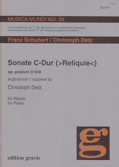 Schubert/Delz, Sonata D 840 'Reliquie' (Gravis)