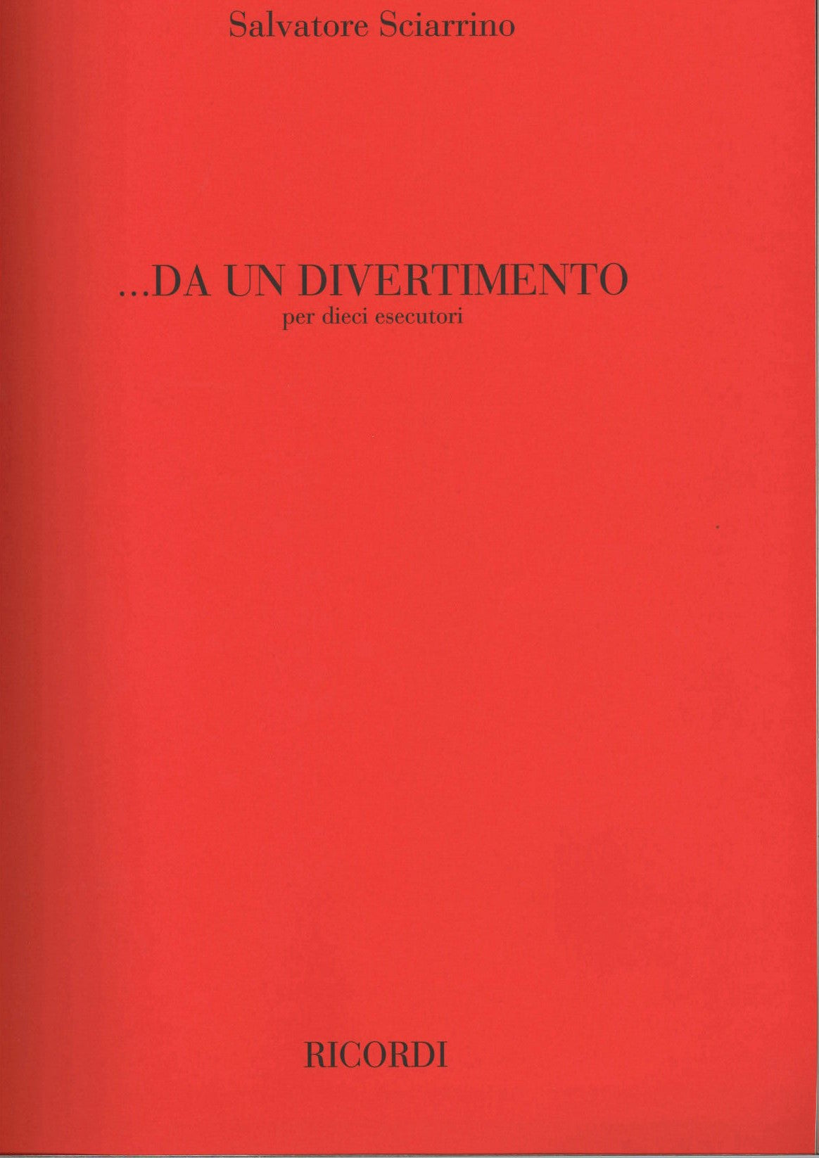 Sciarrino, ...da un divertimento (Ricordi)