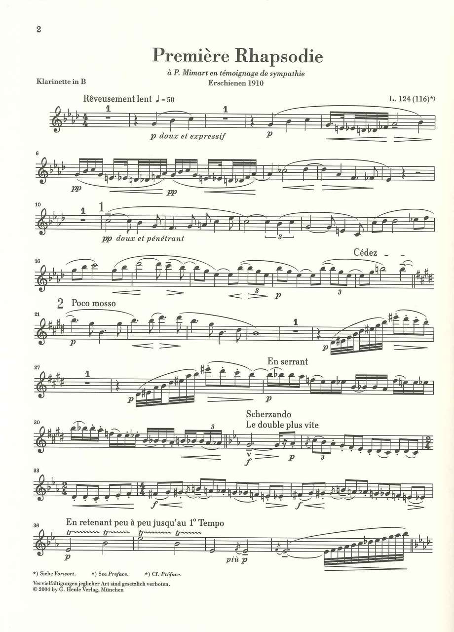 Debussy, 1ere Rhapsodie; Petite Piece (Henle)