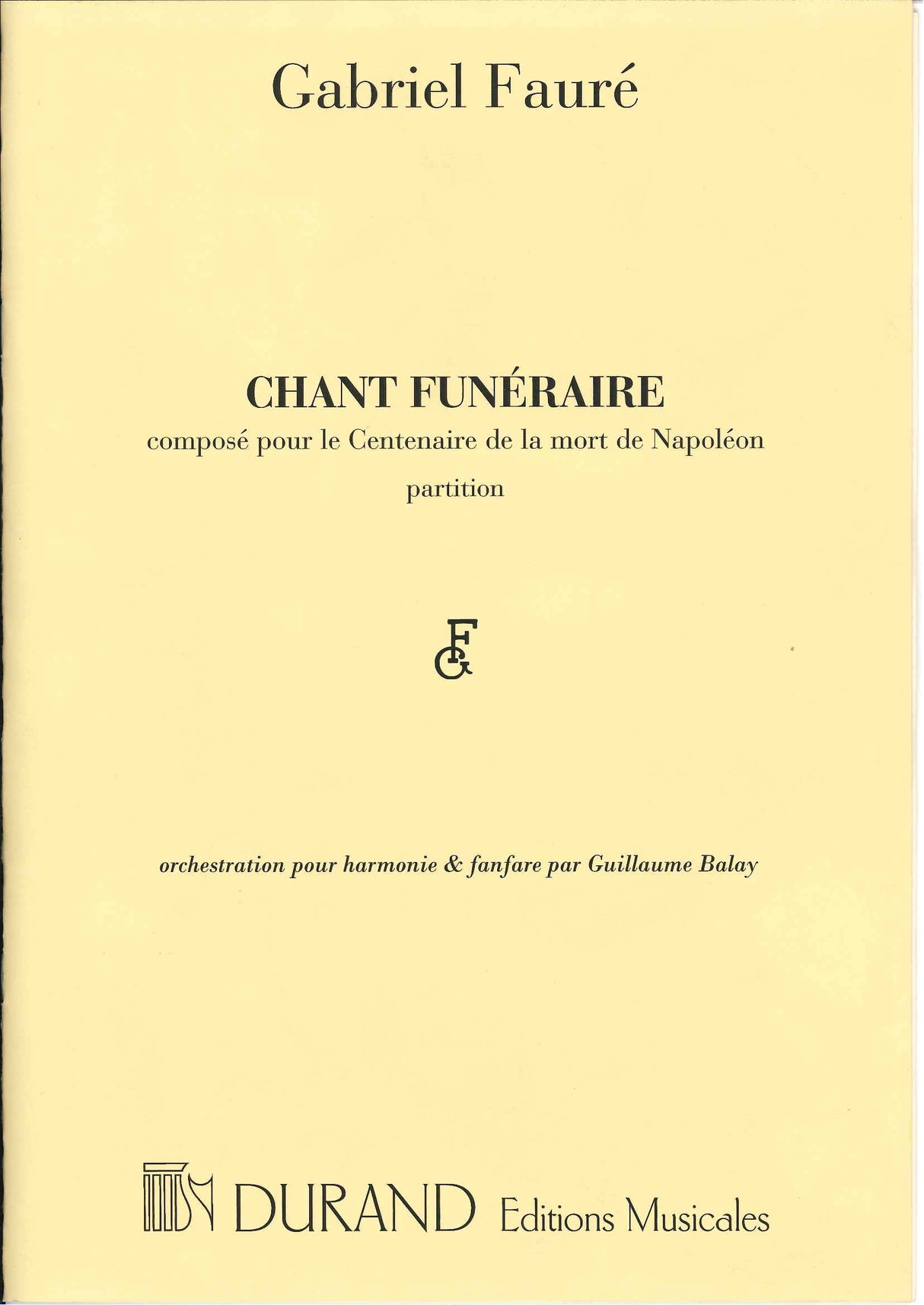 Faure, Chant fuineraire (Score,Conductor (Durand)