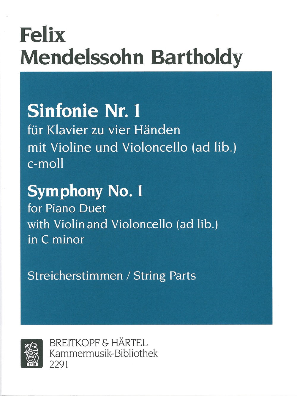 Mendelssohn, Symphony No. 1 (Vn,Vc Parts (Breitkopf)