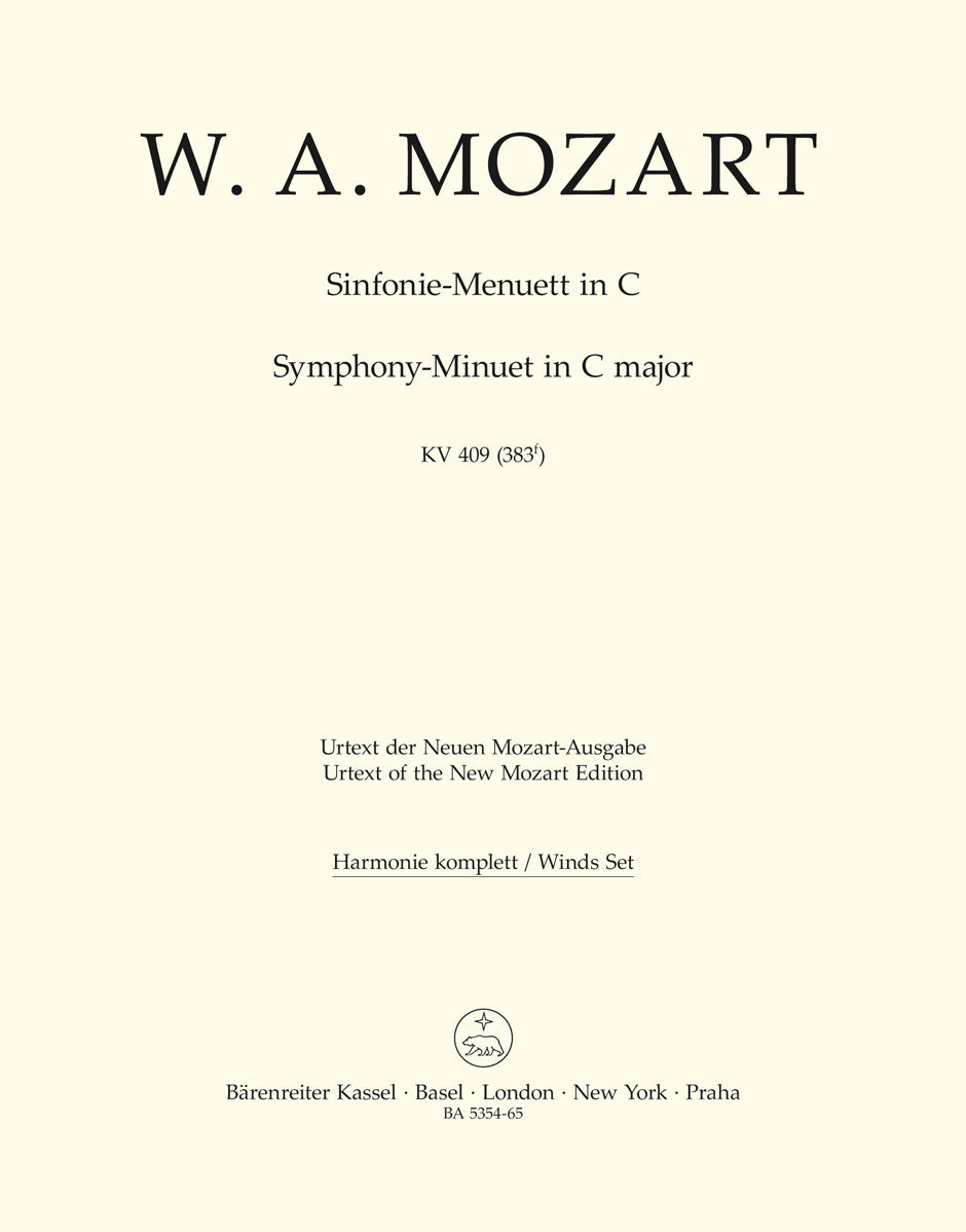 Mozart, Sinfonie-Menuett KV 409 Wind Set (Barenreiter)